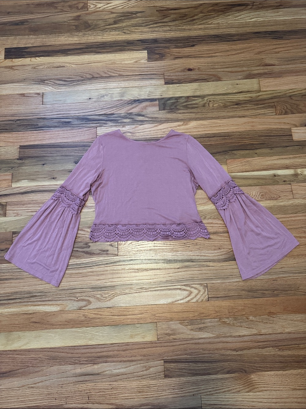 Iris Bell Sleeve Crochet Top Medium Pink Boho
